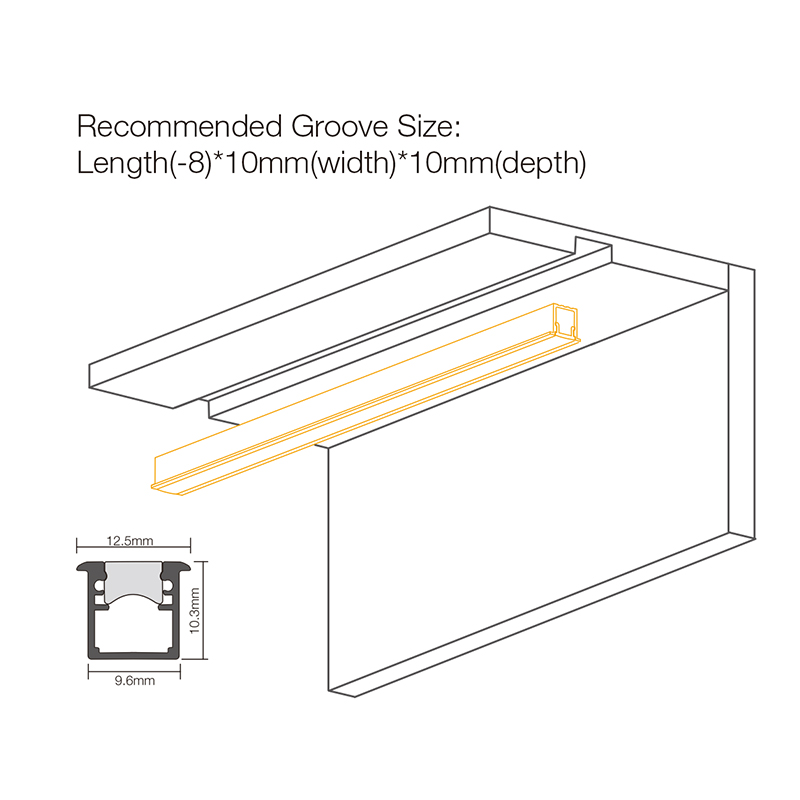 MH08A-Cabinet cutting Led Strip light-Recessed mounting