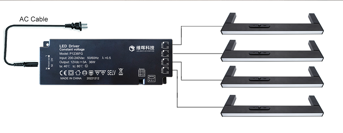 E06-PIR Sensor LED Wardrobe light-connection
