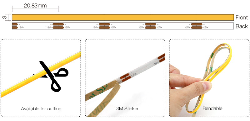FC384W3-1 3MM Width Cob Led Cabinet Light (2)