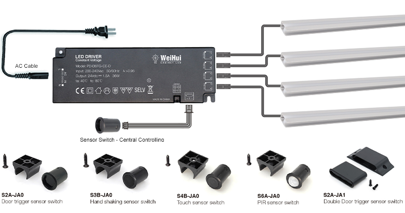 6-8mm thickness led glass shelf light