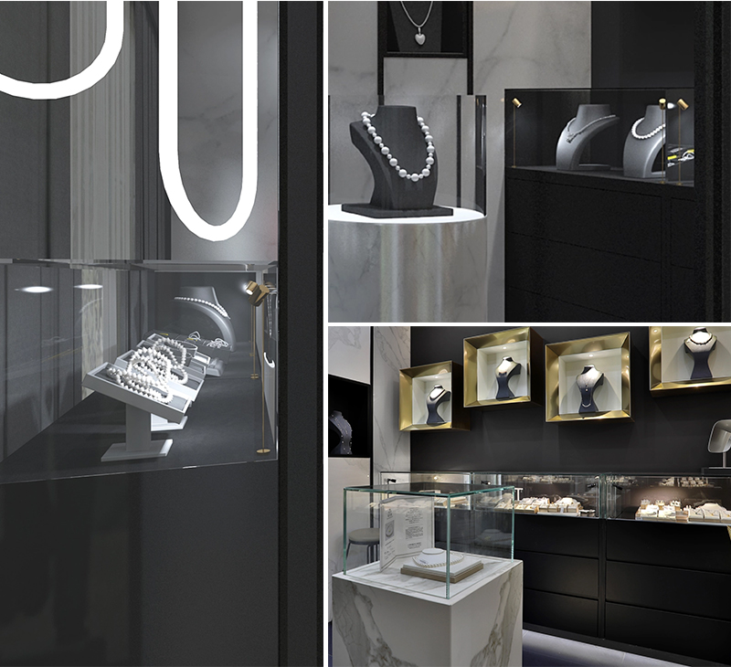 jewellery showcase display lighting