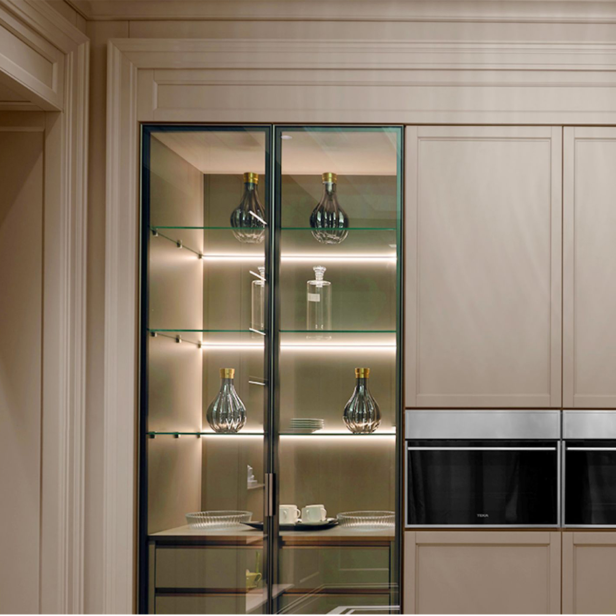 Wine Shelf Recessed strip light-lighting effect