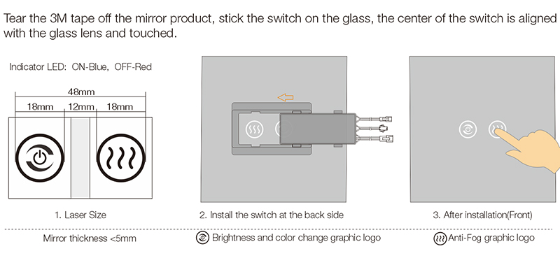 led mirror sensor switch